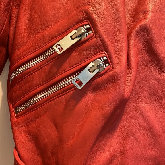 WALTER BAKER Allison Red Leather Jacket - Picture 8 of 9